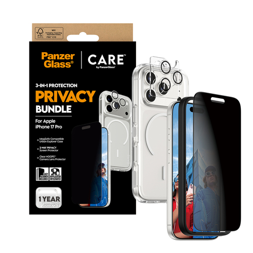 PanzerGlass ® | CARE by ® 3-in-1 Flagship Privacy Bundle iPhone 17 Pro Doorzichtige schermbeschermer Apple 1 stuk(s)