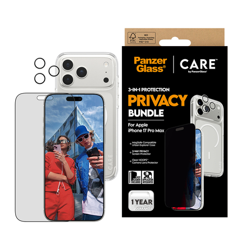 PanzerGlass ® | CARE by ® 3-in-1 Flagship Privacy Bundle iPhone 17 Pro Max Doorzichtige schermbeschermer Apple 1 stuk(s)