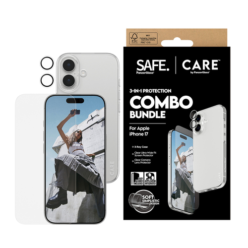 PanzerGlass SAFE. | CARE by ® 3-in-1 Fashionable Combo Bundle iPhone 17 Doorzichtige schermbeschermer Apple 1 stuk(s)
