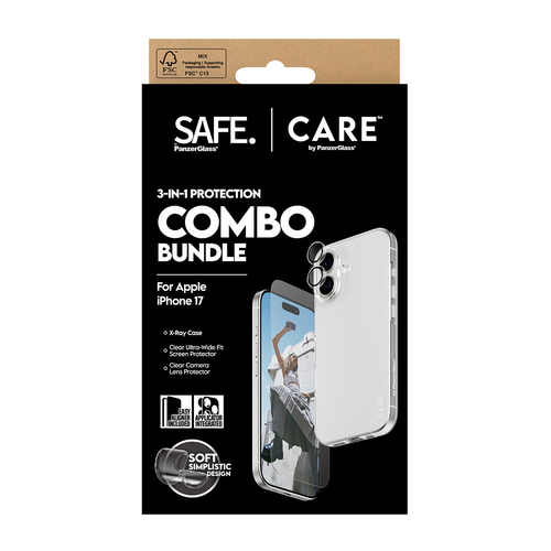 PanzerGlass SAFE. | CARE by ® 3-in-1 Fashionable Combo Bundle iPhone 17 Doorzichtige schermbeschermer Apple 1 stuk(s)