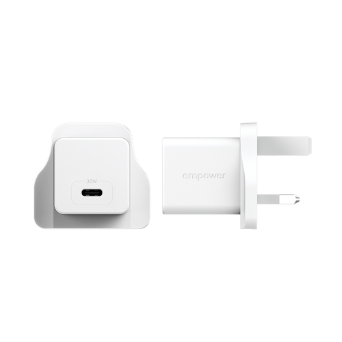 PanzerGlass empower™ by ® Turbo 30W Charger Single USB-C | UK Plug | Silver White Wit