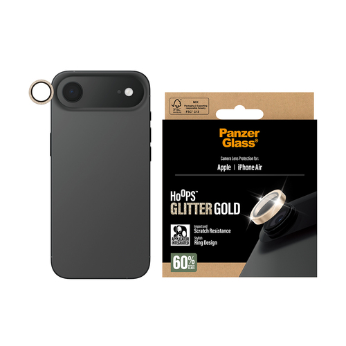 PanzerGlass ® Hoops® Camera Lens Protector Glitter Gold iPhone Air Doorzichtige schermbeschermer Apple 1 stuk(s)