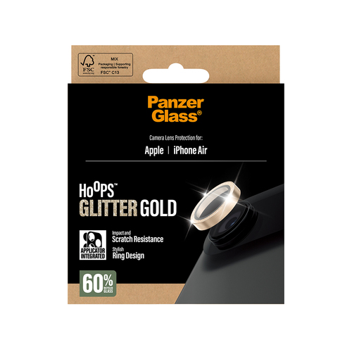 PanzerGlass ® Hoops® Camera Lens Protector Glitter Gold iPhone Air Doorzichtige schermbeschermer Apple 1 stuk(s)
