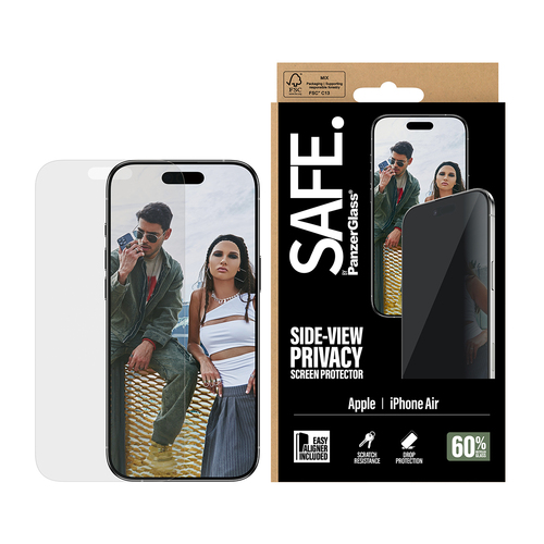 PanzerGlass SAFE. by ® 2-Way Privacy Screen Protector iPhone Air | Ultra-Wide Fit w. EasyAligner Doorzichtige schermbeschermer Apple 1 stuk(s)