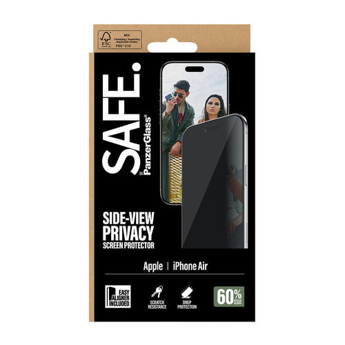 PanzerGlass SAFE. by ® 2-Way Privacy Screen Protector iPhone Air | Ultra-Wide Fit w. EasyAligner Doorzichtige schermbeschermer Apple 1 stuk(s)