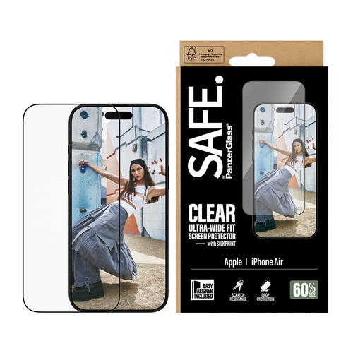 PanzerGlass SAFE. by ® Screen Protector iPhone Air | Ultra-Wide Fit w. EasyAligner Doorzichtige schermbeschermer Apple 1 stuk(s)