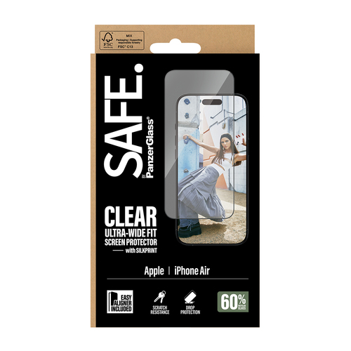 PanzerGlass SAFE. by ® Screen Protector iPhone Air | Ultra-Wide Fit w. EasyAligner Doorzichtige schermbeschermer Apple 1 stuk(s)