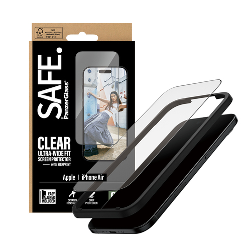 PanzerGlass SAFE. by ® Screen Protector iPhone Air | Ultra-Wide Fit w. EasyAligner Doorzichtige schermbeschermer Apple 1 stuk(s)