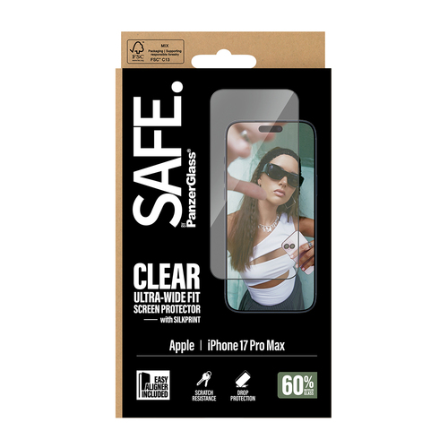 PanzerGlass SAFE. by ® Screen Protector iPhone 18 Pro Max | 17 Pro Max | Ultra-Wide Fit w. EasyAligner Doorzichtige schermbeschermer Apple 1 stuk(s)
