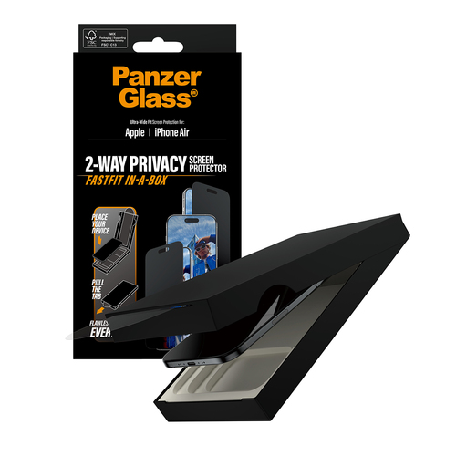 PanzerGlass ® 2-Way Privacy Screen Protector iPhone Air | Ultra-Wide Fit w. Fastfit in-a-box Doorzichtige schermbeschermer Apple 1 stuk(s)