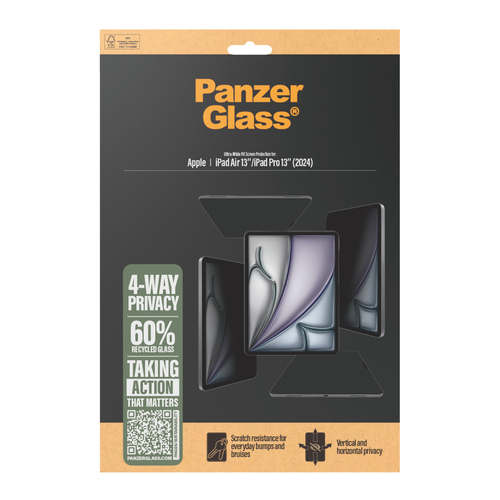 PanzerGlass ® 4-Way Privacy Screen Protector iPad Air 13" (2024-2026) | iPad Pro 13" (2024-2025) | Ultra-Wide Fit Doorzichtige schermbeschermer Apple 1 stuk(s)