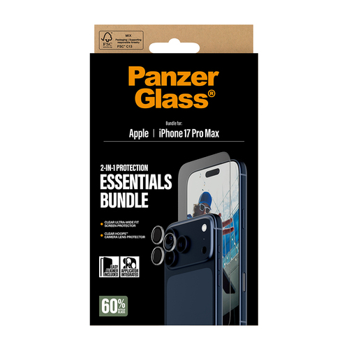 PanzerGlass ® 2-in-1 Essentials Bundle iPhone 17 Pro Max Doorzichtige schermbeschermer Apple 1 stuk(s)