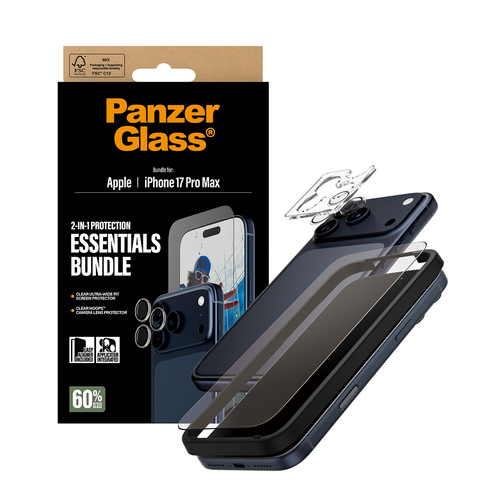 PanzerGlass ® 2-in-1 Essentials Bundle iPhone 17 Pro Max Doorzichtige schermbeschermer Apple 1 stuk(s)