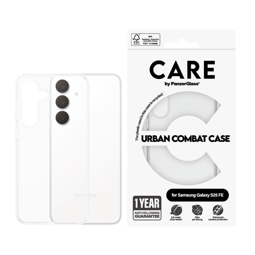 PanzerGlass CARE™ by ® Urban Combat Case Samsung Galaxy S25 FE 5G mobiele telefoon behuizingen Hoes Transparant