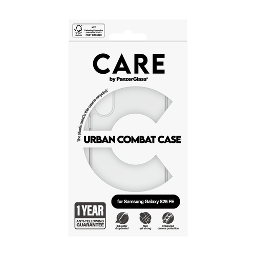 PanzerGlass CARE™ by ® Urban Combat Case Samsung Galaxy S25 FE 5G mobiele telefoon behuizingen Hoes Transparant