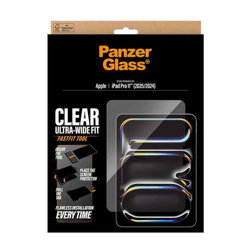 PanzerGlass ® Screen Protector iPad Pro 11" (2024-2025) | Ultra-Wide Fit w. FASTFIT TOOL Doorzichtige schermbeschermer Apple 1 stuk(s)