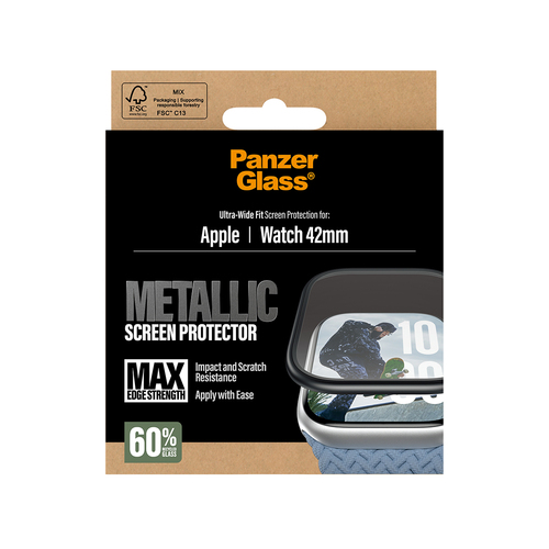 PanzerGlass ® Screen Protector Metallic Apple Watch Series 11 | 10 | 42mm Doorzichtige schermbeschermer 1 stuk(s)
