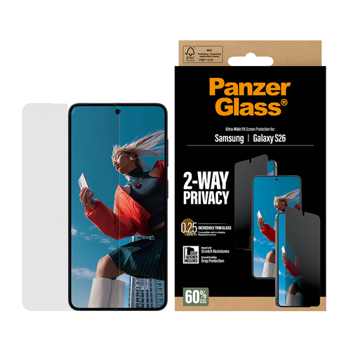 PanzerGlass ® 2-Way Privacy Screen Protector Samsung Galaxy S26 | Ultra-Wide Fit w. EasyAligner Doorzichtige schermbeschermer 1 stuk(s)
