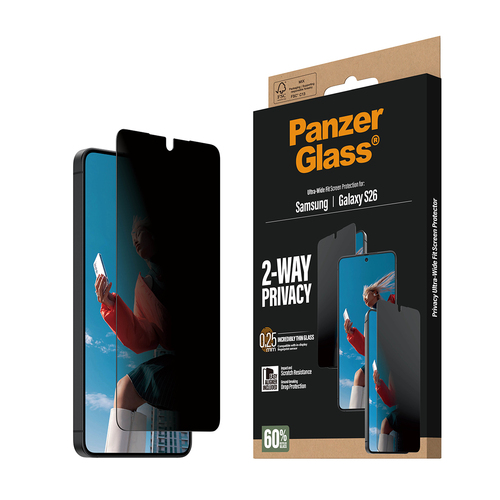 PanzerGlass ® 2-Way Privacy Screen Protector Samsung Galaxy S26 | Ultra-Wide Fit w. EasyAligner Doorzichtige schermbeschermer 1 stuk(s)