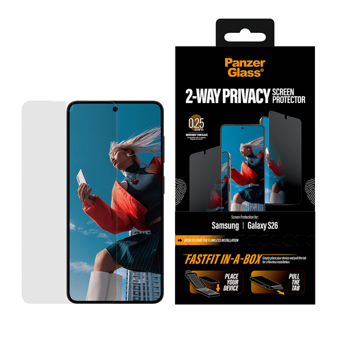 PanzerGlass ® 2-Way Privacy Screen Protector Samsung Galaxy S26 | Ultra-Wide Fit w. Fastfit in-a-box Doorzichtige schermbeschermer 1 stuk(s)