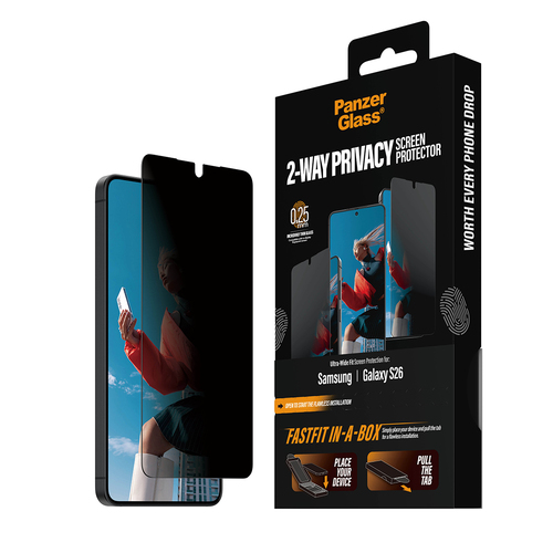 PanzerGlass ® 2-Way Privacy Screen Protector Samsung Galaxy S26 | Ultra-Wide Fit w. Fastfit in-a-box Doorzichtige schermbeschermer 1 stuk(s)