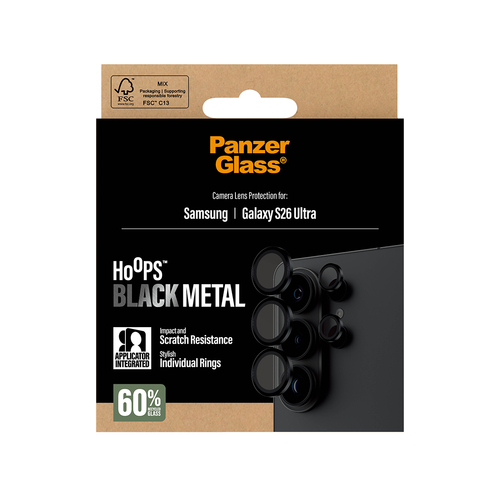 PanzerGlass ® Hoops® Camera Lens Protector Black Samsung Galaxy S26 Ultra Doorzichtige schermbeschermer 1 stuk(s)