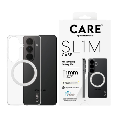 PanzerGlass CARE™ by ® SL1M Case Transparent w. Qi Samsung Galaxy S26 mobiele telefoon behuizingen 16 cm (6.3") Hoes Transparant