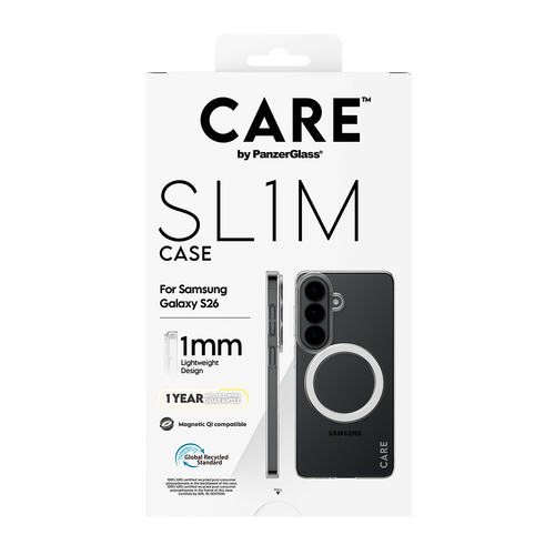 PanzerGlass CARE™ by ® SL1M Case Transparent w. Qi Samsung Galaxy S26 mobiele telefoon behuizingen 16 cm (6.3") Hoes Transparant
