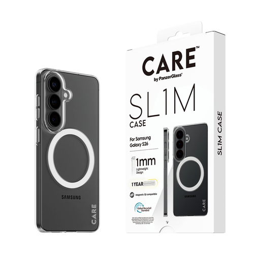 PanzerGlass CARE™ by ® SL1M Case Transparent w. Qi Samsung Galaxy S26 mobiele telefoon behuizingen 16 cm (6.3") Hoes Transparant