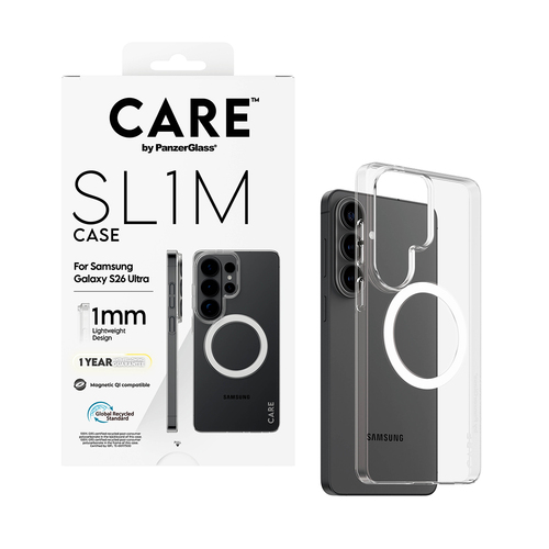 PanzerGlass CARE™ by ® SL1M Case Transparent w. Qi Samsung Galaxy S26 Ultra mobiele telefoon behuizingen 17,5 cm (6.9") Hoes Transparant