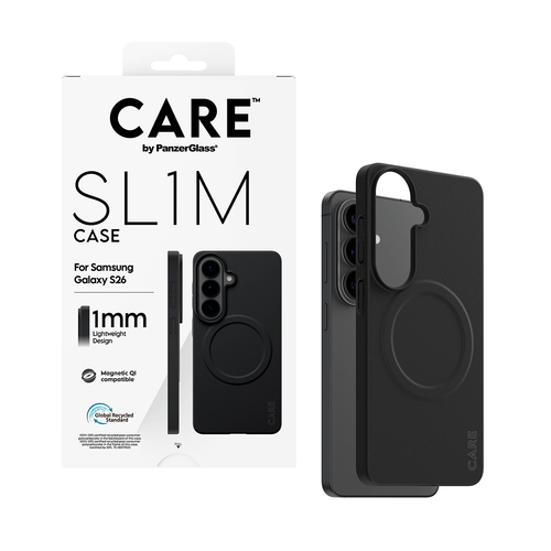 PanzerGlass CARE™ by ® SL1M Case Black w. Qi Samsung Galaxy S26 mobiele telefoon behuizingen 16 cm (6.3") Hoes Zwart
