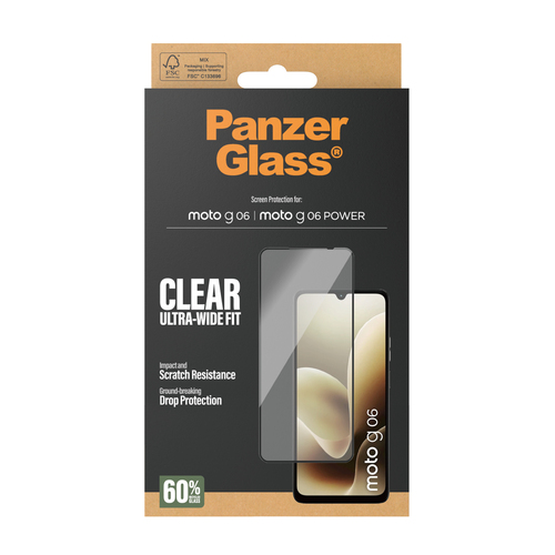 PanzerGlass ® Screen Protector Motorola moto g06 | moto g06 POWER | Ultra-Wide Fit Doorzichtige schermbeschermer 1 stuk(s)