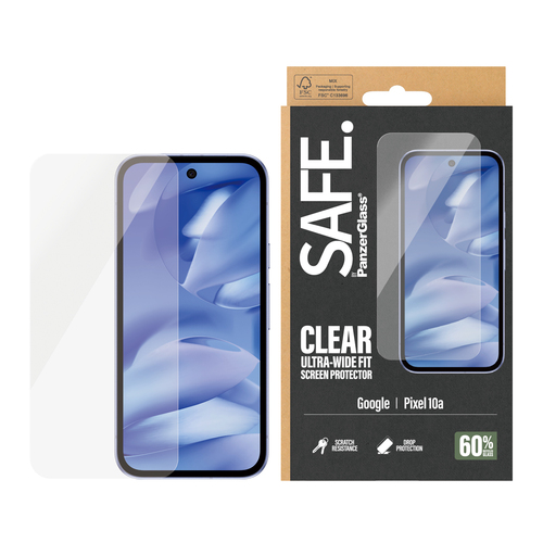 PanzerGlass SAFE. by ® Screen Protector Google Pixel 10a 5G | Ultra-Wide Fit Doorzichtige schermbeschermer 1 stuk(s)