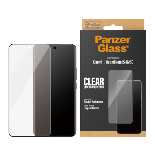 PanzerGlass ® Screen Protector Xiaomi Redmi Note 15 4G | 5G | Ultra-Wide Fit Doorzichtige schermbeschermer 1 stuk(s)