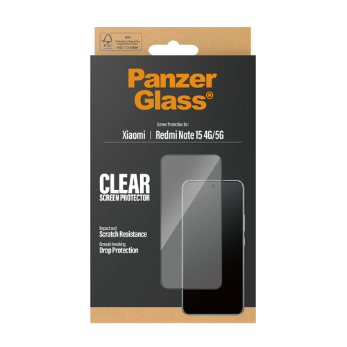 PanzerGlass ® Screen Protector Xiaomi Redmi Note 15 4G | 5G | Ultra-Wide Fit Doorzichtige schermbeschermer 1 stuk(s)