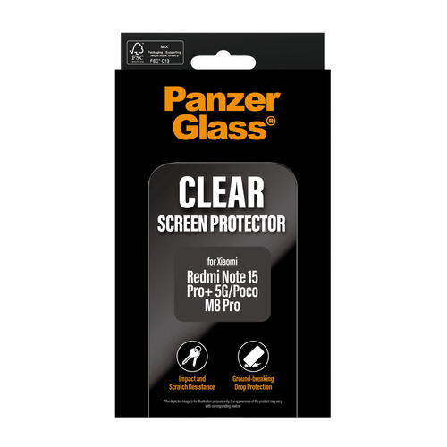 PanzerGlass ® Screen Protector Xiaomi Redmi Note 15 Pro+ 5G | Poco M8 Pro | Ultra-Wide Fit Doorzichtige schermbeschermer 1 stuk(s)