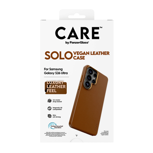 PanzerGlass CARE™ by ® Solo Case Brown w. Qi Samsung Galaxy S26 Ultra mobiele telefoon behuizingen Hoes Bruin