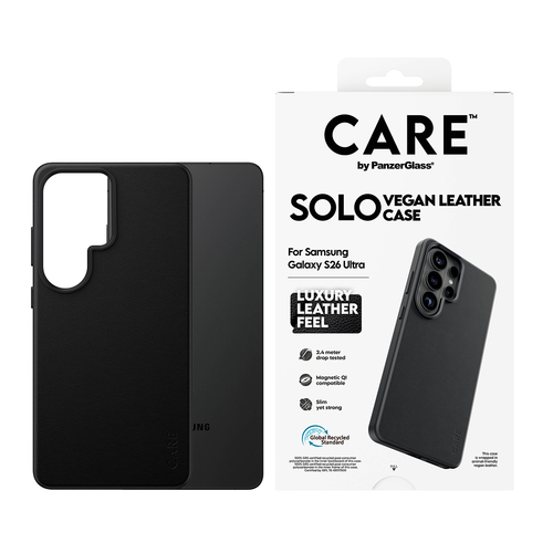 PanzerGlass CARE™ by ® Solo Case Black w. Qi Samsung Galaxy S26 Ultra mobiele telefoon behuizingen Hoes Zwart