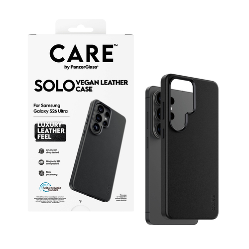 PanzerGlass CARE™ by ® Solo Case Black w. Qi Samsung Galaxy S26 Ultra mobiele telefoon behuizingen Hoes Zwart
