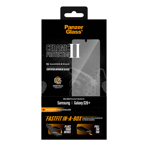 PanzerGlass ® Ceramic Screen Protector Samsung Galaxy S26+ | Ultra-Wide Fit w. Fastfit in-a-box Doorzichtige schermbeschermer 1 stuk(s)