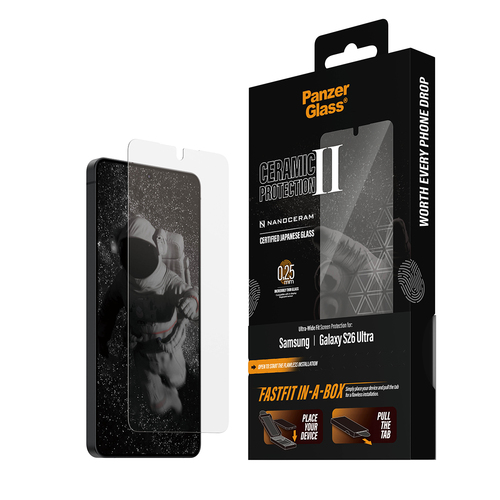PanzerGlass ® Ceramic Screen Protector Samsung Galaxy S26 Ultra | Ultra-Wide Fit w. Fastfit in-a-box Doorzichtige schermbeschermer 1 stuk(s)