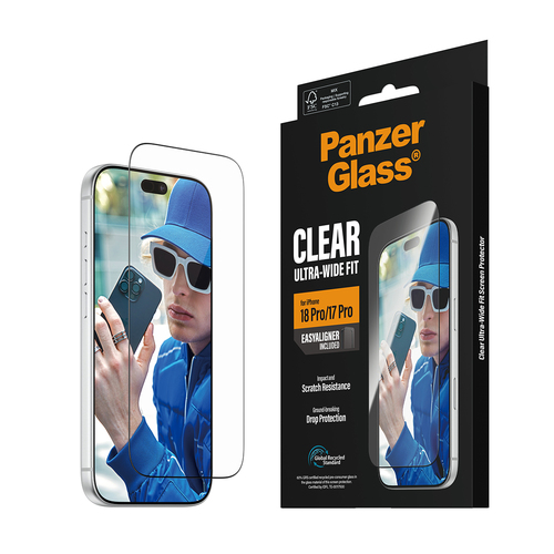 PanzerGlass ® Screen Protector iPhone 18 Pro | 17 Pro | Ultra-Wide Fit w. EasyAligner Doorzichtige schermbeschermer 1 stuk(s)
