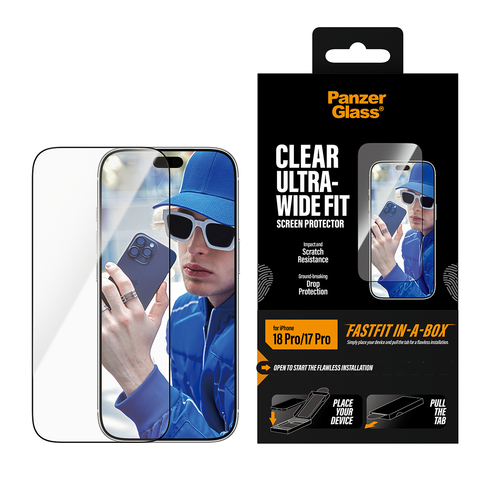 PanzerGlass ® Screen Protector iPhone 18 Pro | 17 Pro | Ultra-Wide Fit w. FASTFIT IN-A-BOX Doorzichtige schermbeschermer 1 stuk(s)