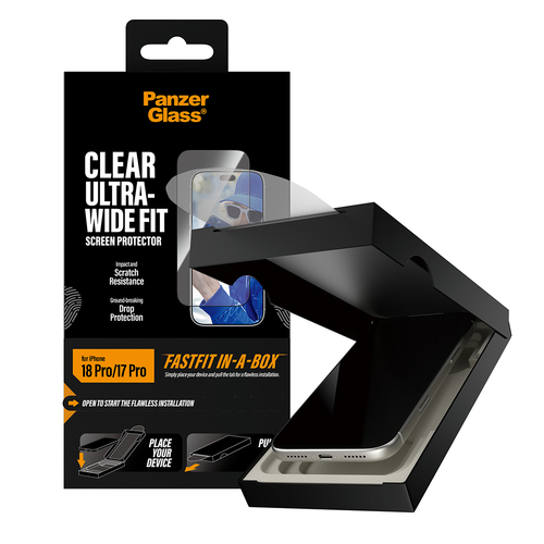 PanzerGlass ® Screen Protector iPhone 18 Pro | 17 Pro | Ultra-Wide Fit w. FASTFIT IN-A-BOX Doorzichtige schermbeschermer 1 stuk(s)