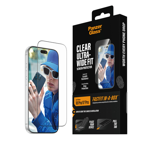 PanzerGlass ® Screen Protector iPhone 18 Pro | 17 Pro | Ultra-Wide Fit w. FASTFIT IN-A-BOX Doorzichtige schermbeschermer 1 stuk(s)