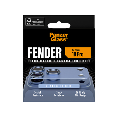 PanzerGlass ® Fender Camera Lens Protector Shades of Blue iPhone 18 Pro Doorzichtige schermbeschermer 1 stuk(s)