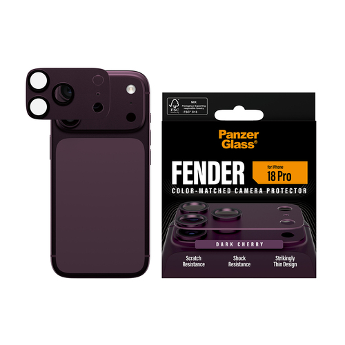 PanzerGlass ® Fender Camera Lens Protector Dark Cherry iPhone 18 Pro Doorzichtige schermbeschermer 1 stuk(s)