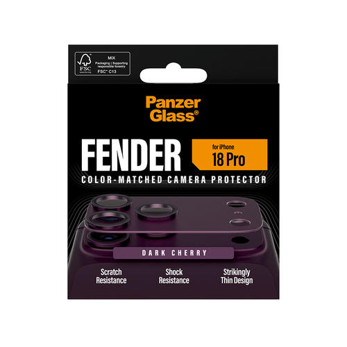 PanzerGlass ® Fender Camera Lens Protector Dark Cherry iPhone 18 Pro Doorzichtige schermbeschermer 1 stuk(s)
