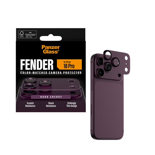 PanzerGlass ® Fender Camera Lens Protector Dark Cherry iPhone 18 Pro Doorzichtige schermbeschermer 1 stuk(s)