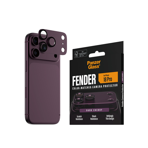 PanzerGlass ® Fender Camera Lens Protector Dark Cherry iPhone 18 Pro Doorzichtige schermbeschermer 1 stuk(s)